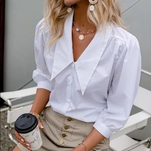 Peter Pan Collar Button Down Blouse